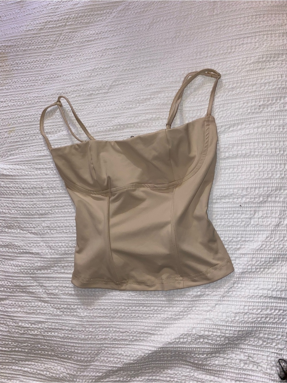 Edikted Beige Satin Cami Tank Top
